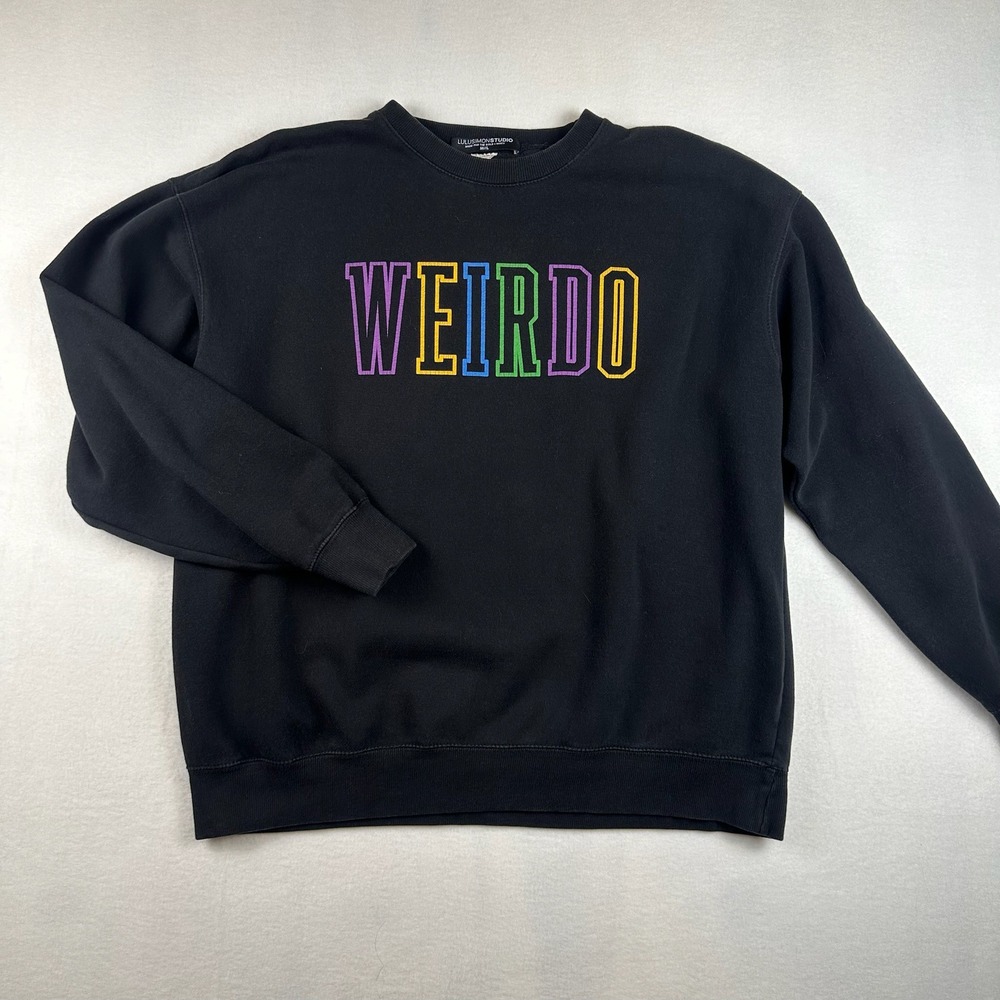 Lulusimon Studio Weirdo Sweatshirt Unisex M/L Black Graphic Crewneck Pullover